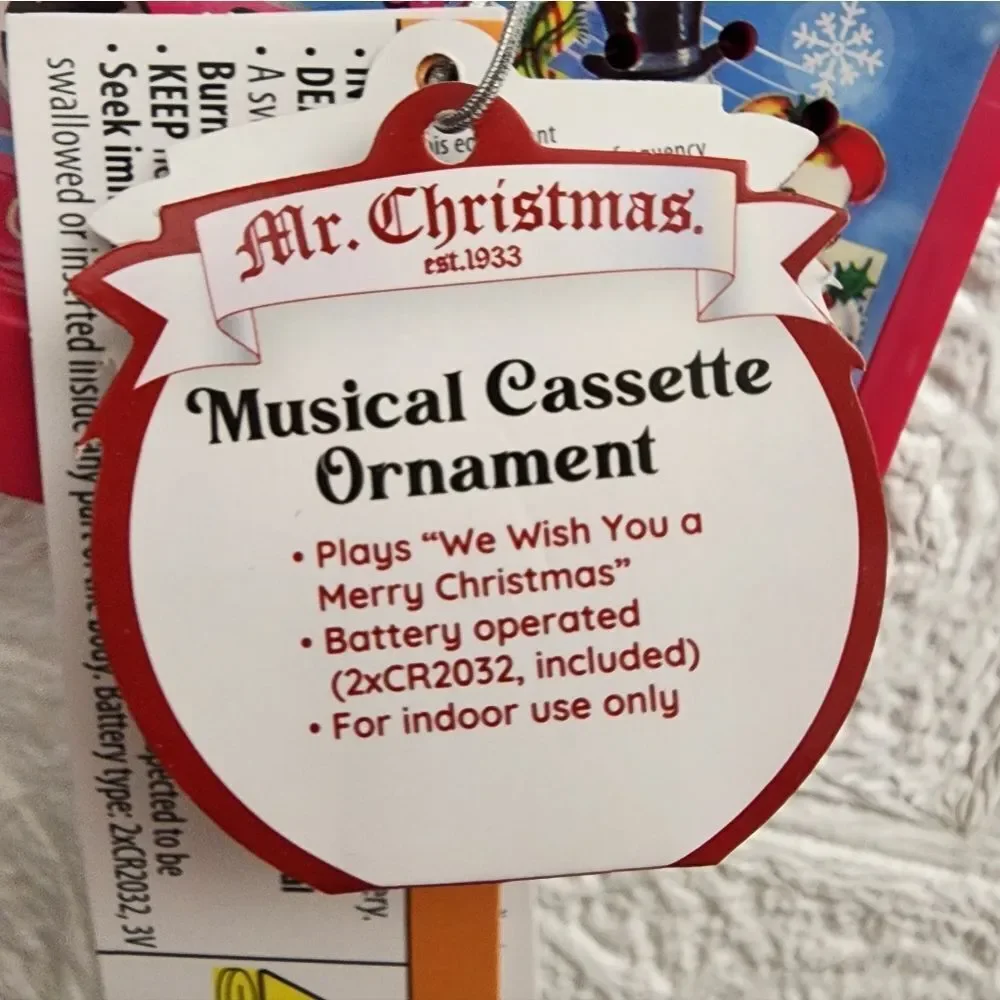 New Retro Santa Cassette Musical Ornament Plays 